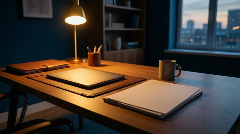 Business formation folders and a closed laptop on a lamp-lit desk, Pennsylvania LLC Operating Agreement